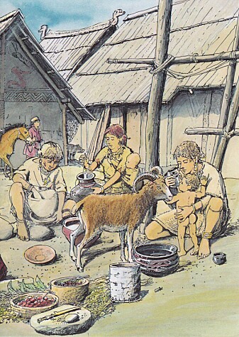 Kunstner Christian Bisig forestiller seg tutekoppen i bruk i bronsealderen. (Illustrasjon: Christian Bisig, Archäologie der Schweiz) Kunstner Christian Bisig forestiller seg tutekoppen i bruk i bronsealderen. (Illustrasjon: Christian Bisig, Archäologie der Schweiz)