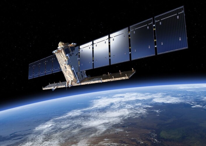 Sentinel-1a brukes til å ta radarbilder av jordoverflaten. Satellitten ble skutt opp i 2014, og i 2016 får den en søster i bane rundt jorden: Sentinel-1B. (Foto: ESA) Sentinel-1a brukes til å ta radarbilder av jordoverflaten. Satellitten ble skutt opp i 2014, og i 2016 får den en søster i bane rundt jorden: Sentinel-1B. (Foto: ESA)