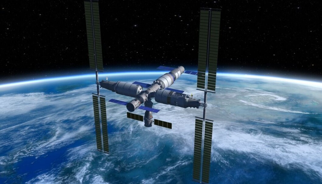 An artist's rendering of the to-be-launched Chinese Space Station. If all goes according to plan, an NTNU based research project will be conducted aboard the space station as early as 2022. (Rendering: China Manned Space Agency) An artist's rendering of the to-be-launched Chinese Space Station. If all goes according to plan, an NTNU based research project will be conducted aboard the space station as early as 2022. (Rendering: China Manned Space Agency)