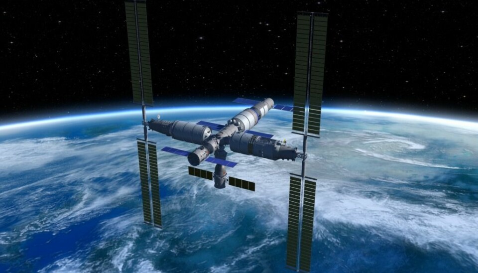 An artist's rendering of the to-be-launched Chinese Space Station. If all goes according to plan, an NTNU based research project will be conducted aboard the space station as early as 2022. (Rendering: China Manned Space Agency)