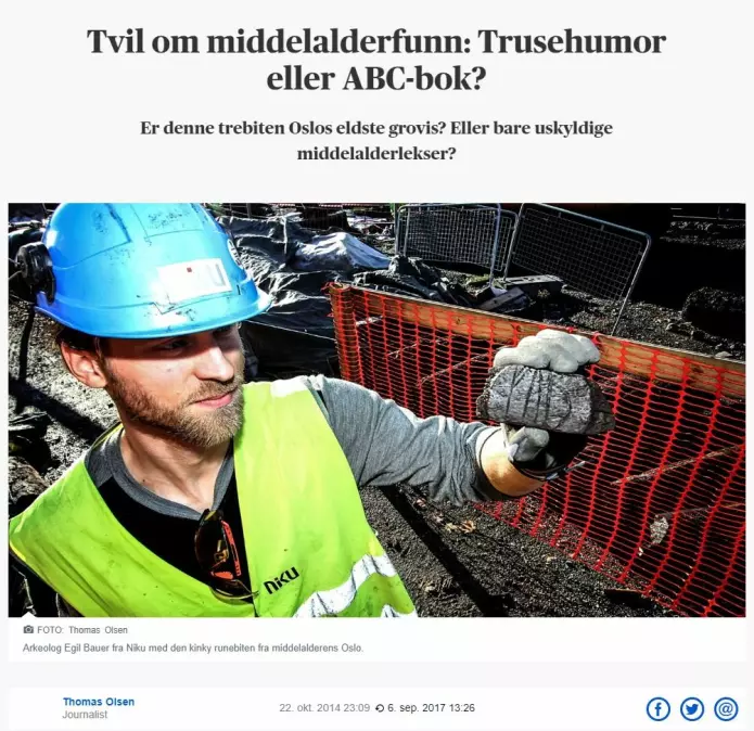 Skjermbilde fra Aftenposten 22. oktober 2014.