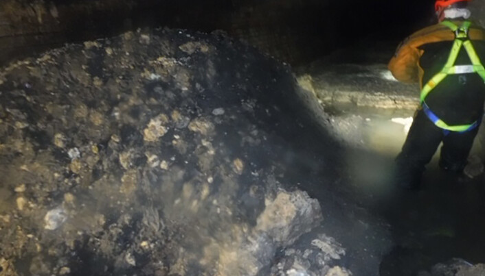 Dette bildet ble tatt i januar i år, før blokkeringen ble fjernet. Ryddingen tok åtte uker. (Foto: University of Exeter via AP) Dette bildet ble tatt i januar i år, før blokkeringen ble fjernet. Ryddingen tok åtte uker. (Foto: University of Exeter via AP)