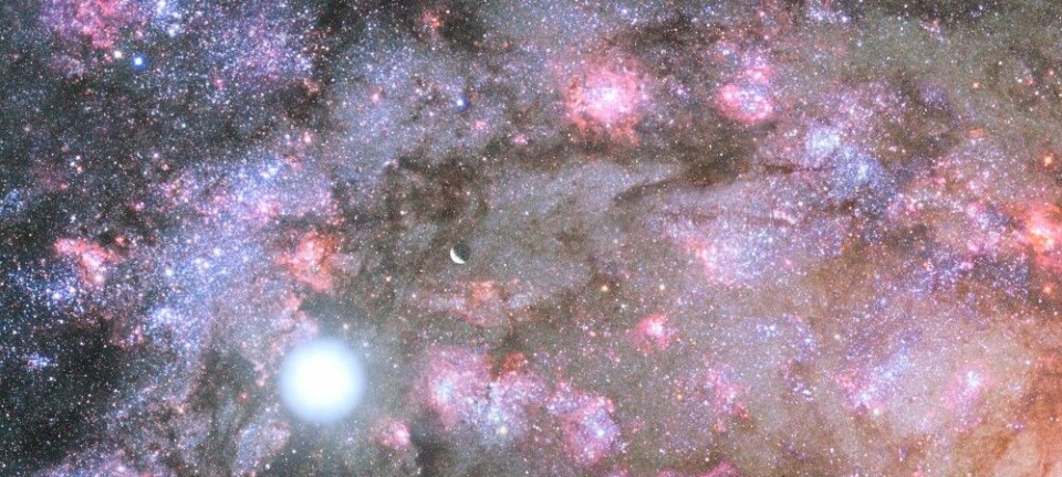 En kunstnerisk framstilling av stjerner som blir dannet i kjernen av en ung galakse. (Foto: NASA, Z. Levay, G. Bacon (STScI)