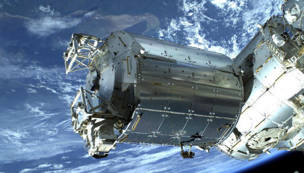 Colombus-modulen på den internasjonale romstasjonen. Her skal ACES-klokkene installeres i 2016. (Foto: ESA) Colombus-modulen på den internasjonale romstasjonen. Her skal ACES-klokkene installeres i 2016. (Foto: ESA)