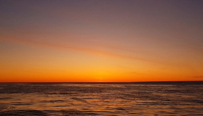Solnedgang ved Storøya, øst for Nordaustlandet på Svalbard. (Foto: Lilja R. Bjarnadóttir, NGU) Solnedgang ved Storøya, øst for Nordaustlandet på Svalbard. (Foto: Lilja R. Bjarnadóttir, NGU)