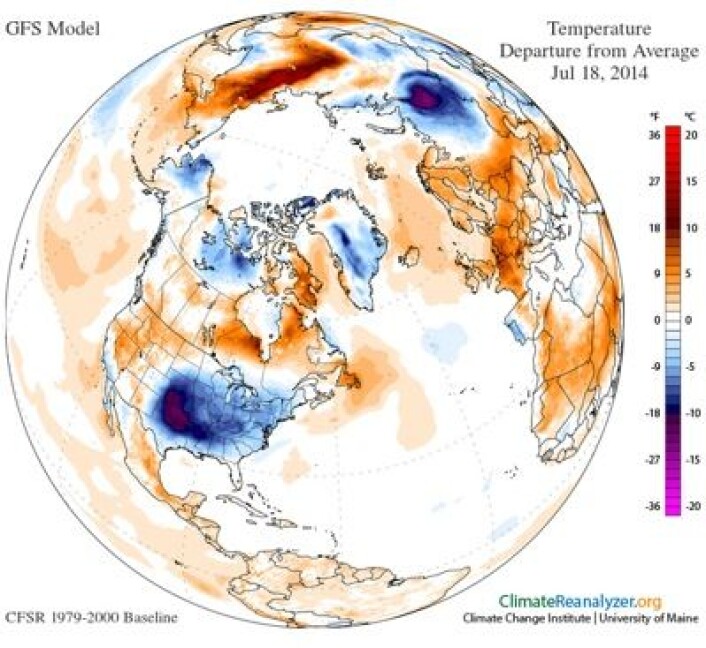 Det amerikanske kuldehullet denne uken strakte seg helt ned til Texas. (Foto: (University of Maine)) Det amerikanske kuldehullet denne uken strakte seg helt ned til Texas. (Foto: (University of Maine))