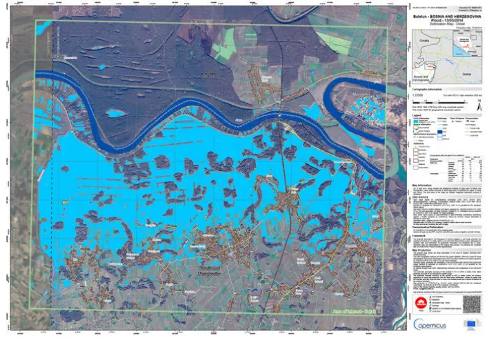 Radarsatellitten Sentinel-1s kart over flommen på Balkan i mai 2014 var med på lette hjelpearbeidet. (Foto: ESA/Europakommisjonen) Radarsatellitten Sentinel-1s kart over flommen på Balkan i mai 2014 var med på lette hjelpearbeidet. (Foto: ESA/Europakommisjonen)
