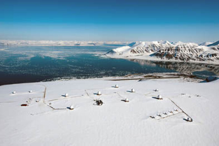 SvalSat på Svalbard er verdens mest brukte bakkestasjon for satellitter og eies av det norske firmaet KSAT. (Foto: KSAT) SvalSat på Svalbard er verdens mest brukte bakkestasjon for satellitter og eies av det norske firmaet KSAT. (Foto: KSAT)