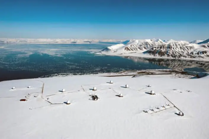 SvalSat på Svalbard er verdens mest brukte bakkestasjon for satellitter og eies av det norske firmaet KSAT. (Foto: KSAT) SvalSat på Svalbard er verdens mest brukte bakkestasjon for satellitter og eies av det norske firmaet KSAT. (Foto: KSAT)