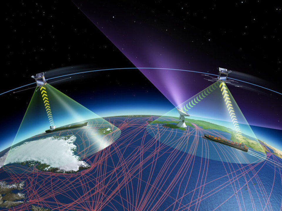 Sporing av skip og skipstrafikk ved hjelp av antikollisjonssystemet AIS og satellitt. (Foto: ESA)