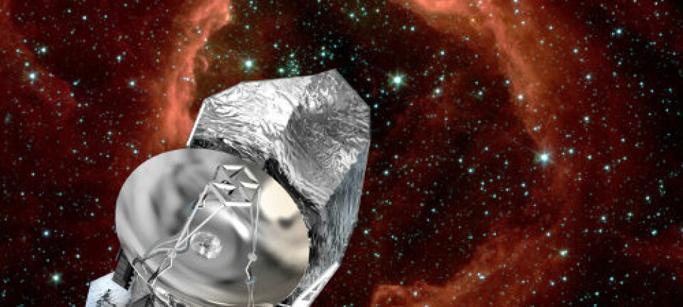ESAs romteleskop Herschel. Illustrasjon: ESA/D. Ducros