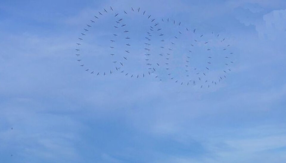 En serie med bilder tatt av en kite som produserer energi på Lista flyplass. (Bildemontasje: Kitemill)