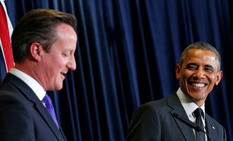 USA og Storbritannia står sammen i mye. Her står David Cameron og Barack Obama sammen under G7-møte i Brussel i juni. (Foto: Reuters)