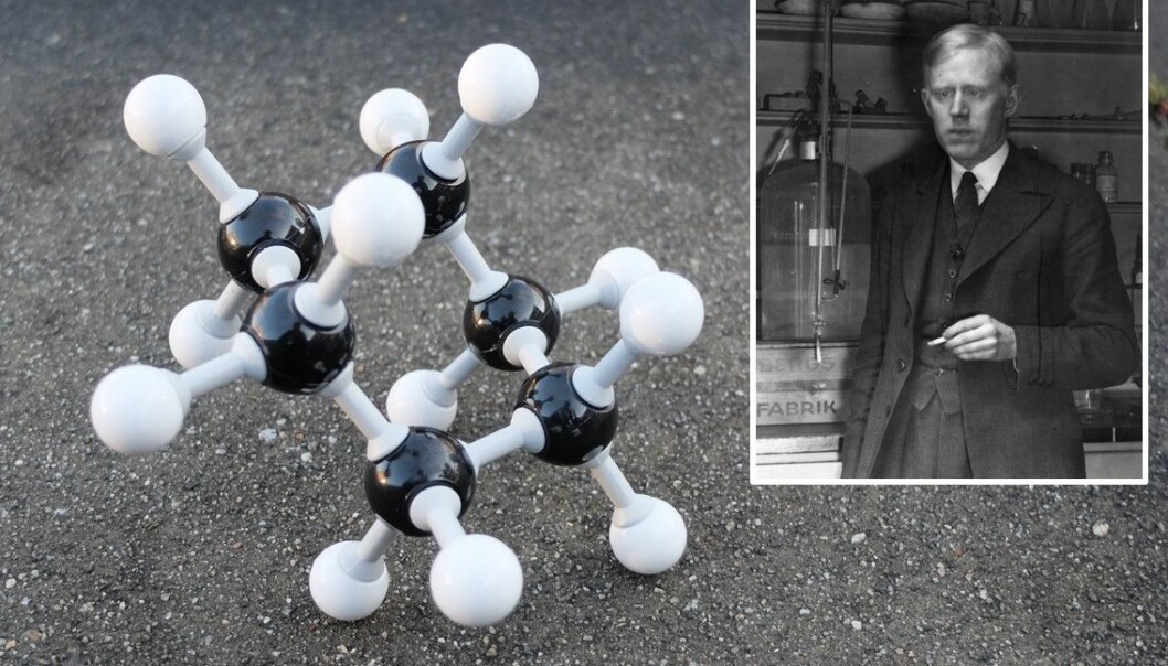 Odd Hassel fikk nobelprisen i kjemi i 1969 for forskningen han hadde gjort på sykloheksan-molekylet. (Foto: Eivind Torgersen / UiO og Oslo Museum).