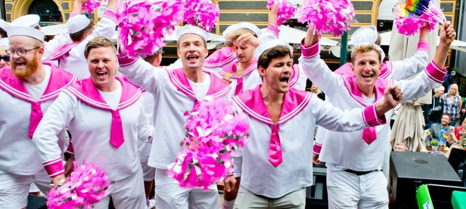 I dag er det ikke bare storbyene, men  flere småbyer som har Pride-parader og klubber for homofile og lesbiske i Sverige. Dette bildet av medlemmer av Oslo fagottkor er tatt under Europride i Oslo 2014. Jens Sølvberg/Scanpix