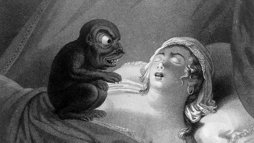Før trodde folk at demoner kunne gi oss mareritt og sykdommer. Denne tegningen ble lagd av J.P. Simon i 1810. (Illustrasjon: Wikimedia Commons) Før trodde folk at demoner kunne gi oss mareritt og sykdommer. Denne tegningen ble lagd av J.P. Simon i 1810. (Illustrasjon: Wikimedia Commons)