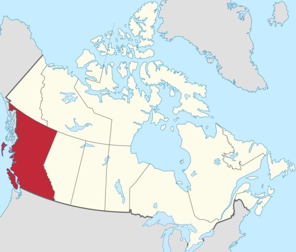 Området Britisk Columbia strekker seg langs den nord-vestlige delen av Canada (foto: wikimedia commons/TUBS)