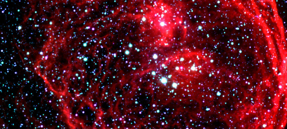 En superboble i den store magellanske skyen. Solsystemet kan kanskje befinne seg inne i noe lignende, siden dette er rester etter flere supernovaer. NASA