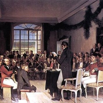 Riksforsamlingen på Eidsvoll 1814. (Foto: (Malt av Oscar Wergeland)) Riksforsamlingen på Eidsvoll 1814. (Foto: (Malt av Oscar Wergeland))