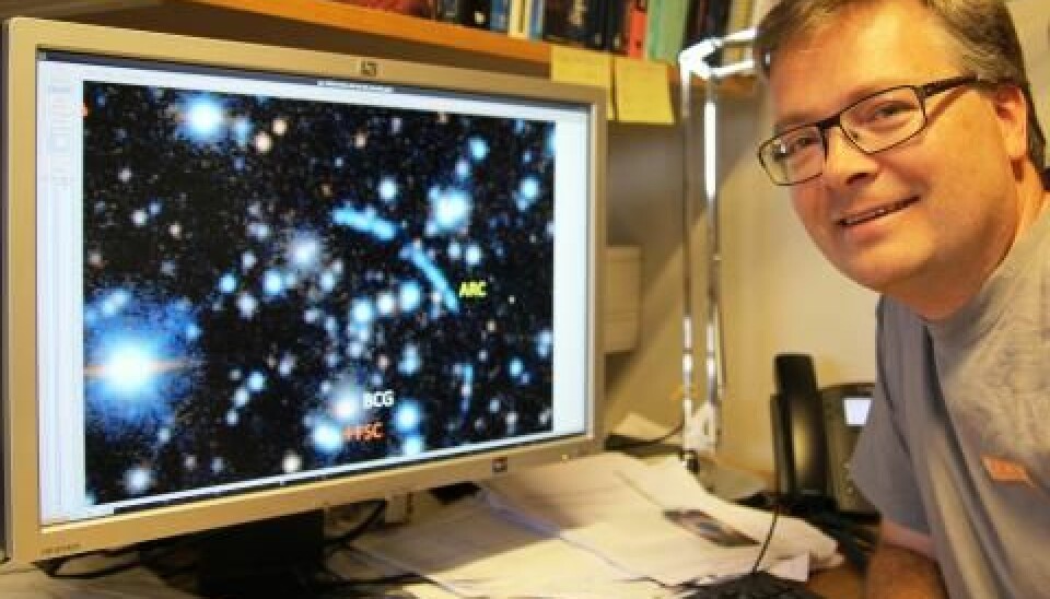 Håkon Dahle at the time of the first ground-based observation of the Sunburst Arc. (Photo: Espen Haakstad/UiO)