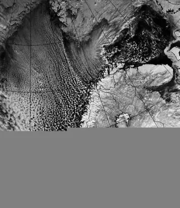 "Kulderas over Norge; Mobile Polar High i aksjon. (Foto: NOAA)"