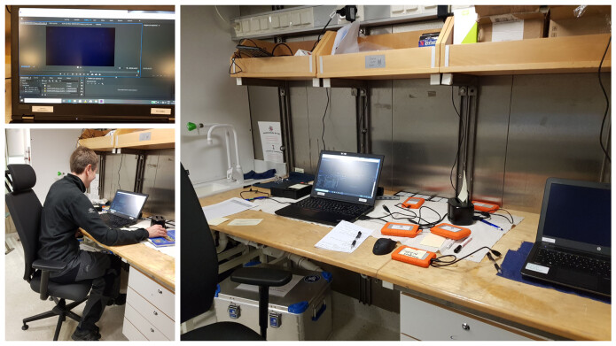Kontor og eDNA-lab. Her jobber vi også videre med videoematerialet – her ser dere Yngve i sving. Bilder: Lilja R. Bjarnadóttir Kontor og eDNA-lab. Her jobber vi også videre med videoematerialet – her ser dere Yngve i sving. Bilder: Lilja R. Bjarnadóttir