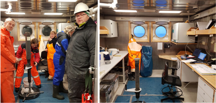 På geolaben jobber geologer og kjemikere i fellesskap med prøver fra grabb og multikjernetaker, i tillegg til renskriving av notater og TOPAS-kontroll. Bilder: ValérieBellec & Heidi Gabrielsen På geolaben jobber geologer og kjemikere i fellesskap med prøver fra grabb og multikjernetaker, i tillegg til renskriving av notater og TOPAS-kontroll. Bilder: ValérieBellec & Heidi Gabrielsen