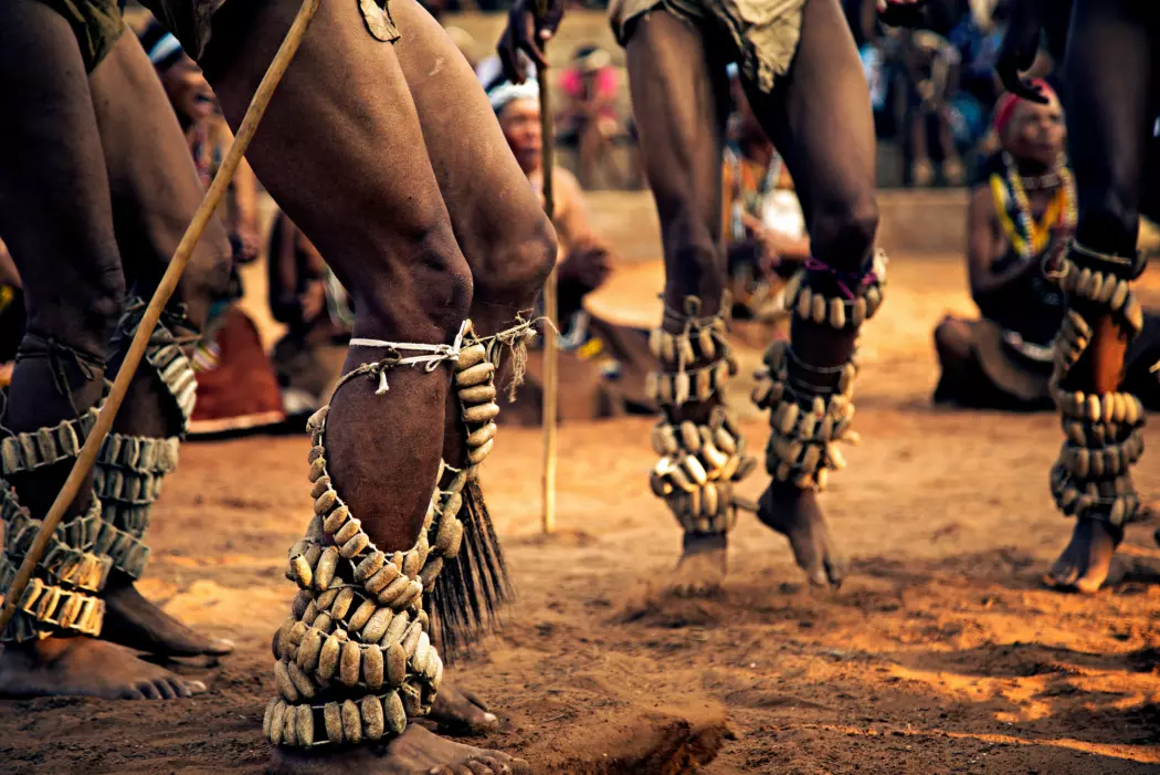 Stammer det moderne mennesket herfra? Bildet viser menn i Botswana som danser en tradisjonell dans.