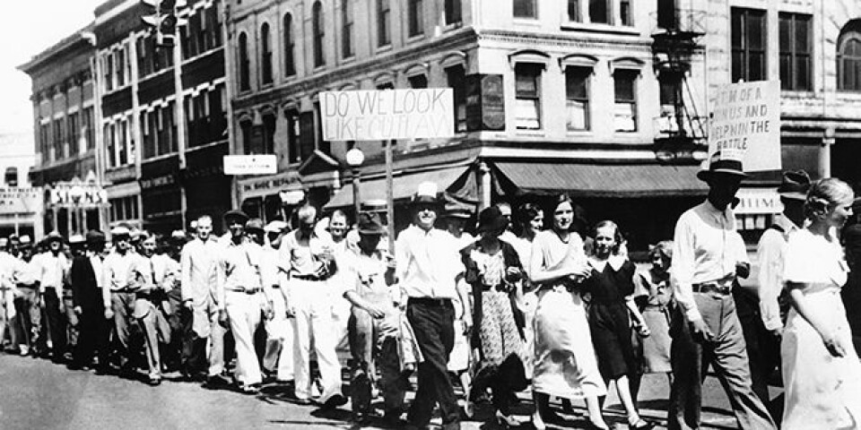 Members of the United Textile Workers of America on strike, Macon Georgia USA 1934.