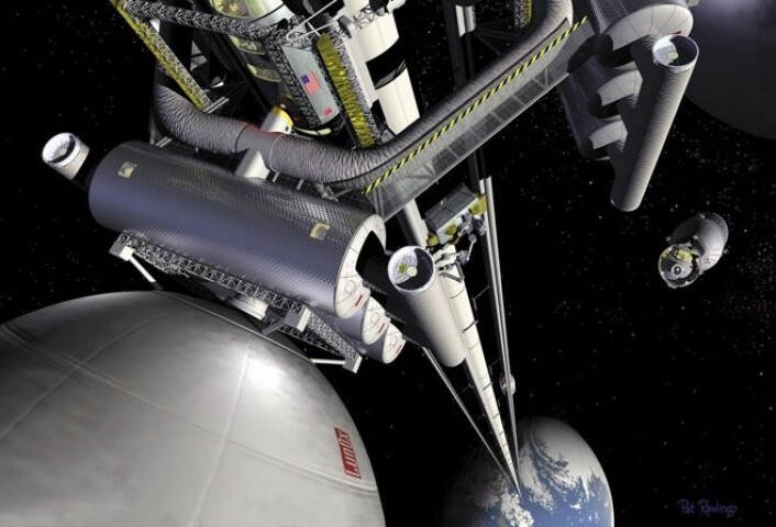 Fremtidig romheis. (Foto: (Illustrasjon: NASA MSFC, Artist Pat Rawling)) Fremtidig romheis. (Foto: (Illustrasjon: NASA MSFC, Artist Pat Rawling))