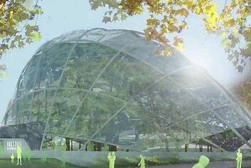 Slik ser plast-veksthuset i Århus ut. (Foto: Skjermdump/Youtube) Slik ser plast-veksthuset i Århus ut. (Foto: Skjermdump/Youtube)