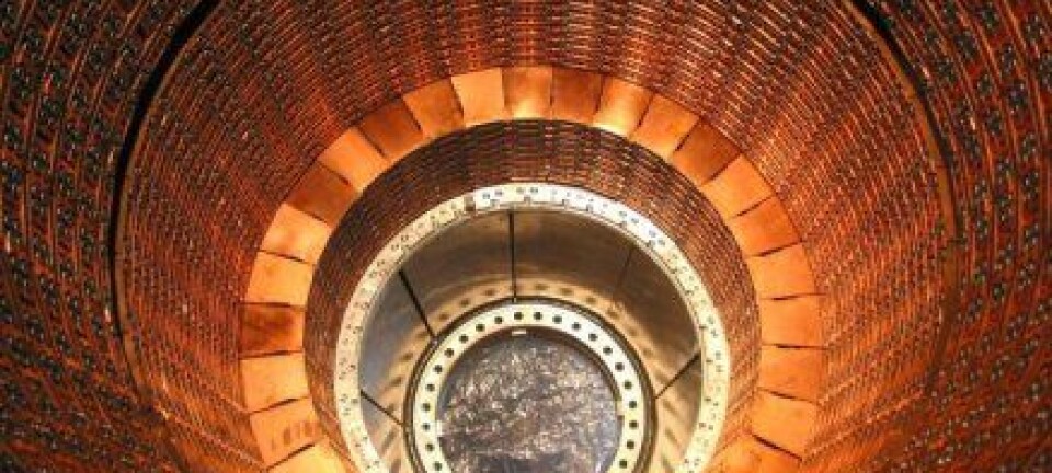 En del av detektoren ATLAS, en av fire detektorer langs Large Hadron Collider (LHC) ved Cern i Sveits/Frankrike. (Foto: CERN)