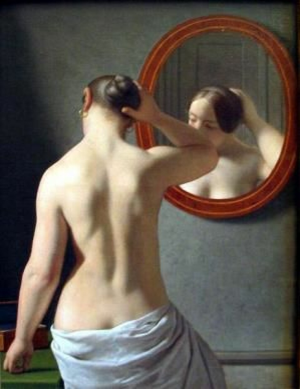 Kunstneren C.W. Eckersberg er en av de store danske kunstnerne som slo igjennom under gullalderen. (Foto: (Maleri: «Kvinde foran et spejl» av C.W. Eckersberg))