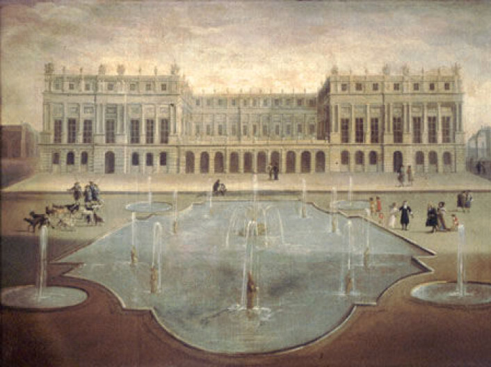 Sydfasaden av Versailles, 1675. (Foto: (Maleri: Ukj. fransk maler, Wikimedia Commons)) Sydfasaden av Versailles, 1675. (Foto: (Maleri: Ukj. fransk maler, Wikimedia Commons))