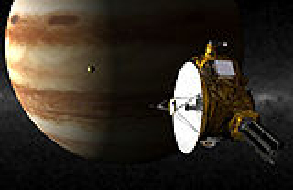 'New Horizons passerer Jupiter i slutten av februar 2007. Illustrasjon: NASA'