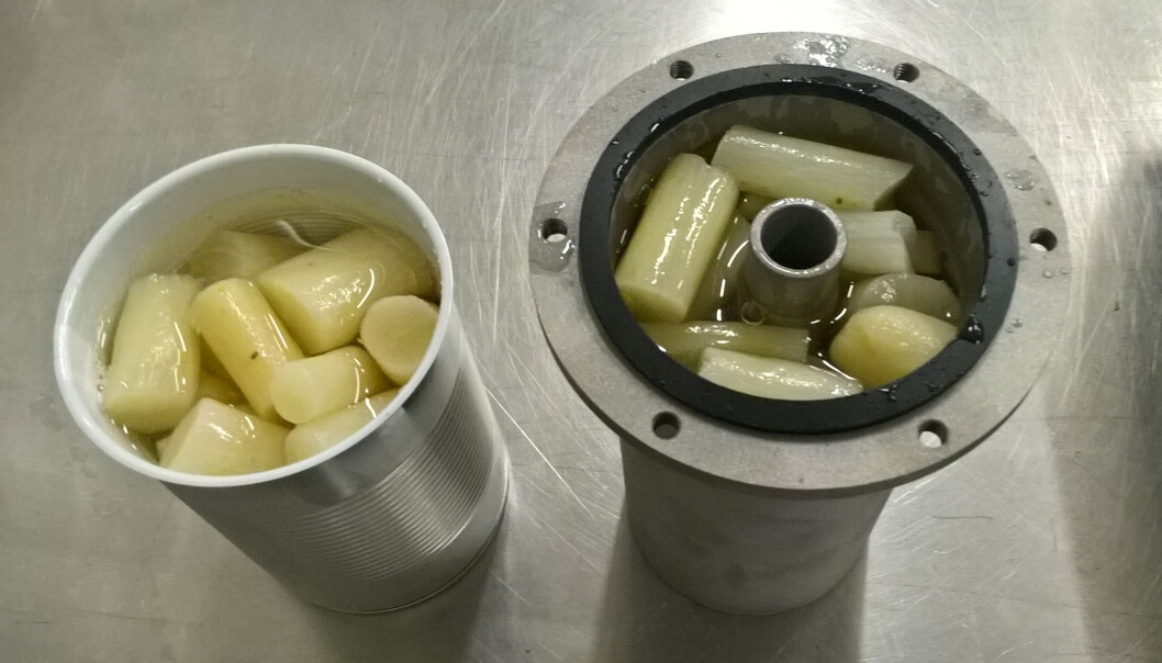 The food inside the toroid can heated up faster than in the regular can, and even more when it was rotating while heating. The food inside the toroid can heated up faster than in the regular can, and even more when it was rotating while heating.