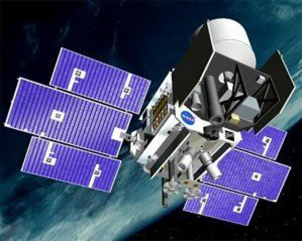 NASAs lasersatellitt ICESat, som var i virksomhet fra 2003 til 2009. (NASA)