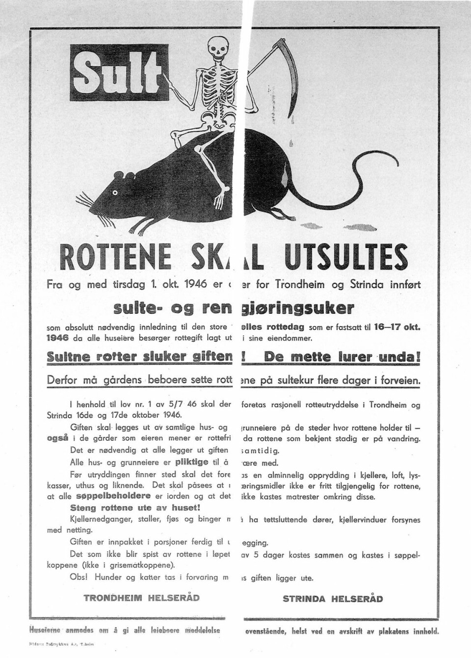 Plakat fra Trondheim i 1946. (Foto: Trondheim Byarkiv)
