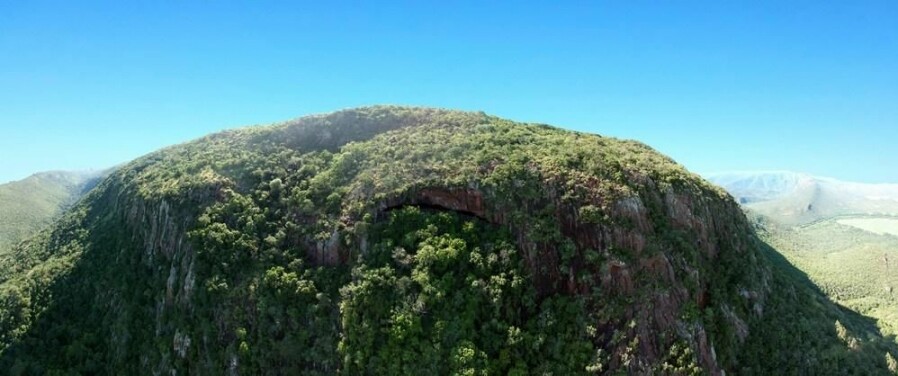 Drone photo of the Border Cave entrance. The site, at the border between South Africa and Swaziland is excavated since 2015.