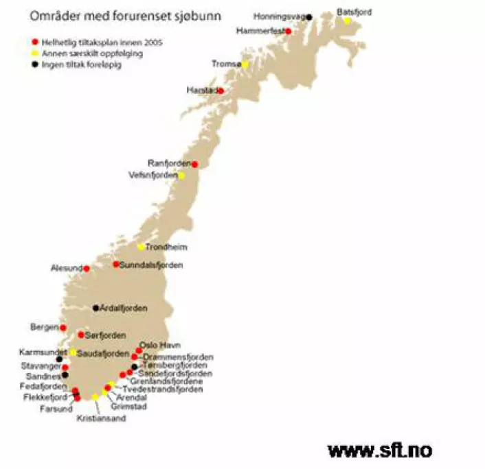 "Oversikt over områder med forurenset sjøbunn i Norge"