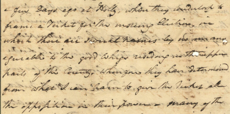 Håndskrevet brev fra 1784. (Foto: (Bilde: Wikimedia Commons))