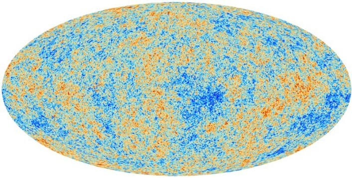 Det første bildet av den kosmiske bakgrunnsstrålingen tatt av Planck-satellitten. Dette er det mest nøyaktige bildet av det tidlige univers som noen sinne har blitt tatt. De ulike fargene representerer ørsmå variasjoner i temperatur. (Foto: ESA, Planck Collaboration) Det første bildet av den kosmiske bakgrunnsstrålingen tatt av Planck-satellitten. Dette er det mest nøyaktige bildet av det tidlige univers som noen sinne har blitt tatt. De ulike fargene representerer ørsmå variasjoner i temperatur. (Foto: ESA, Planck Collaboration)