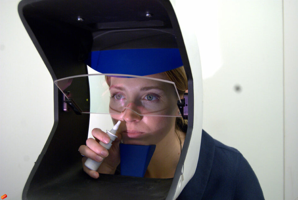 Et apparat målte hvordan pupillene utvidet seg og hvor testpersonene fikserte blikket mens de løste oppgaver på en dataskjerm foran seg. (Foto: Olga Chelnokova)