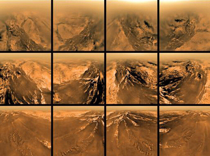 Disse bildene tok romfartøyet Huygens da den besøkte Titan i 2005. Disse bildene tok romfartøyet Huygens da den besøkte Titan i 2005.