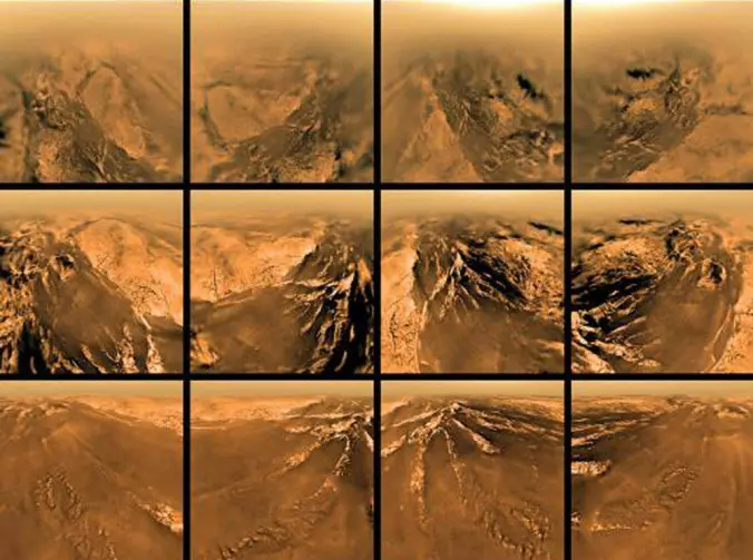 Disse bildene tok romfartøyet Huygens da den besøkte Titan i 2005.