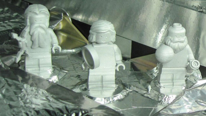 Fra venstre: Lego-Jupiter, Lego-Juno og Lego-Galileo. (Foto: NASA) Fra venstre: Lego-Jupiter, Lego-Juno og Lego-Galileo. (Foto: NASA)
