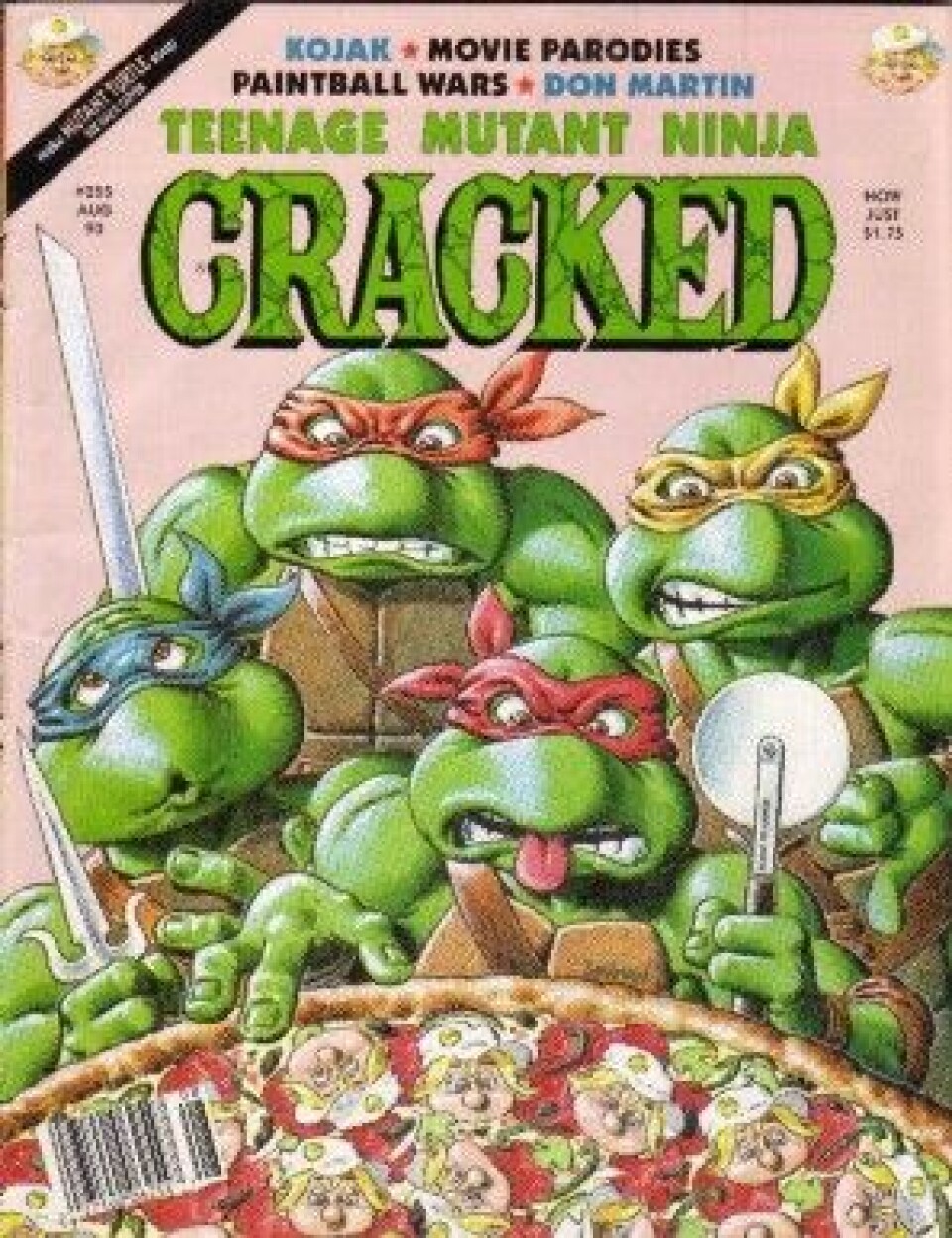 Parodi på Teenage Mutant Ninja Turtles, slik de framsto i satirebladet Cracked august 1990. (Foto: (Illustrasjon: Wikimedia Commons/Cracked))