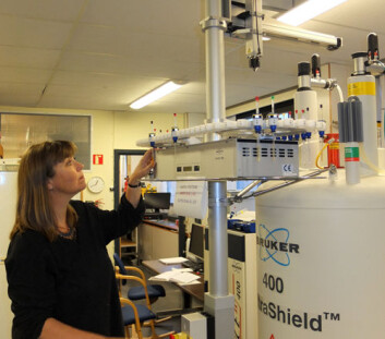 Professor Lise Lotte Gundersen inspiserer prøver som analyseres med NMR. (Foto: Norunn K. Torheim) Professor Lise Lotte Gundersen inspiserer prøver som analyseres med NMR. (Foto: Norunn K. Torheim)