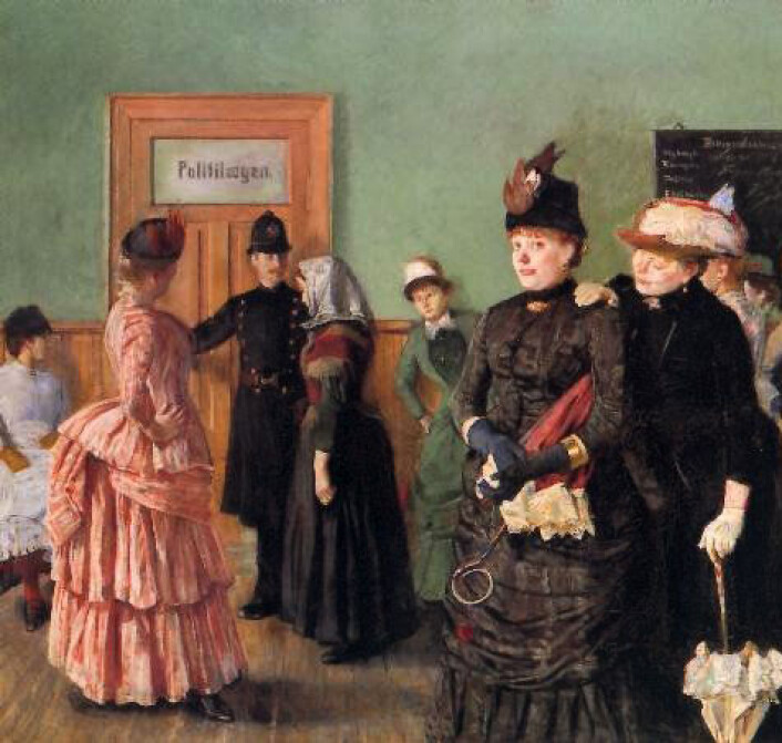 Albertine i politilægens venteværelse. (1886 - 1887) (Foto: (Maleri: Christian Krogh/Wikimedia Commons)) Albertine i politilægens venteværelse. (1886 - 1887) (Foto: (Maleri: Christian Krogh/Wikimedia Commons))
