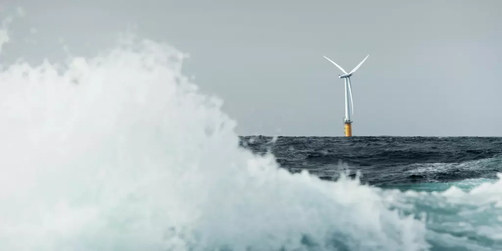 Når vindturbinane vert store, er det viktig å forstå korleis vinden varierer langs rotorblada. Dette er ein turbin designa av Equinor, fotografert vest for Karmøy.